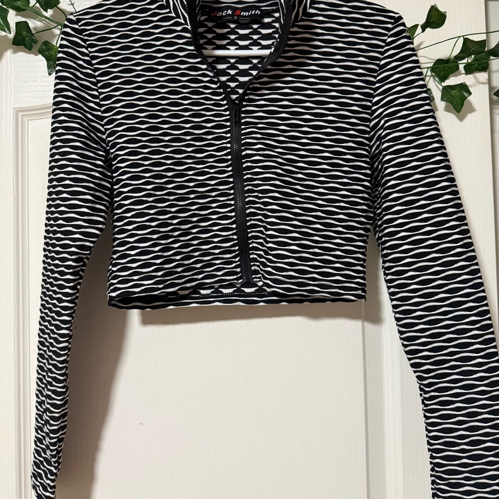 Black and White Striped Women's Top